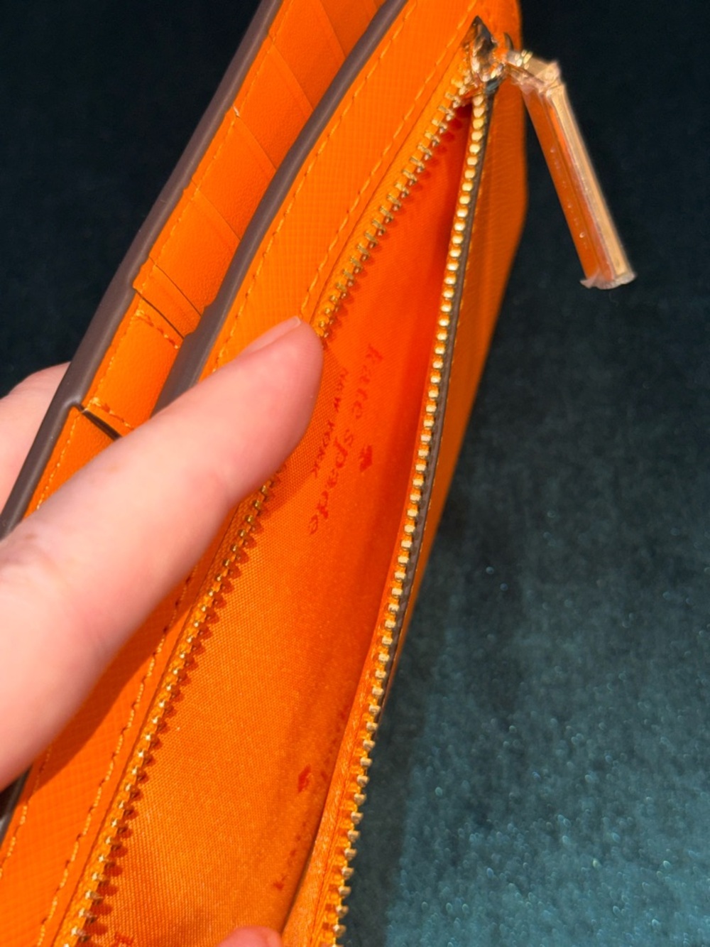 Kate Spade Orange Saffiano Bifold Wallet with Gold Accents - Picture 5 of 5